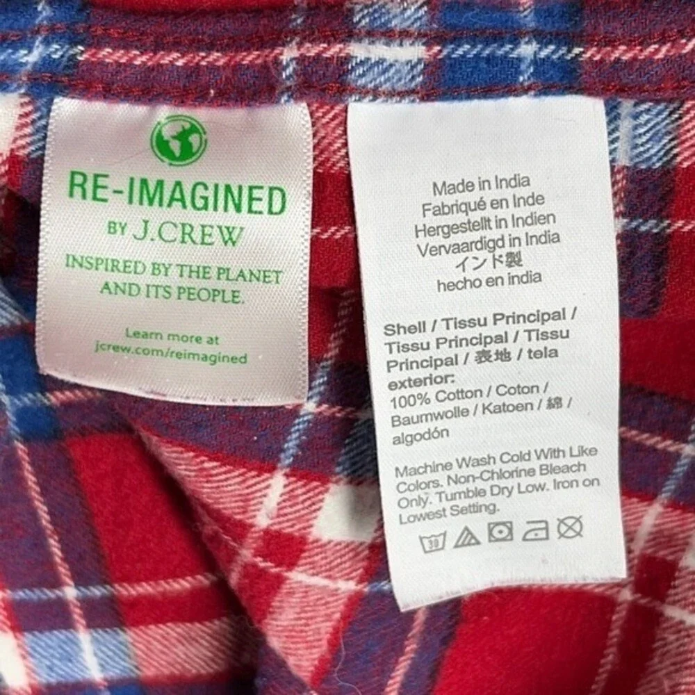 J Crew XL Red Blue Plaid Flannel Shirt Long Sleeve Cotton‎ Button Down